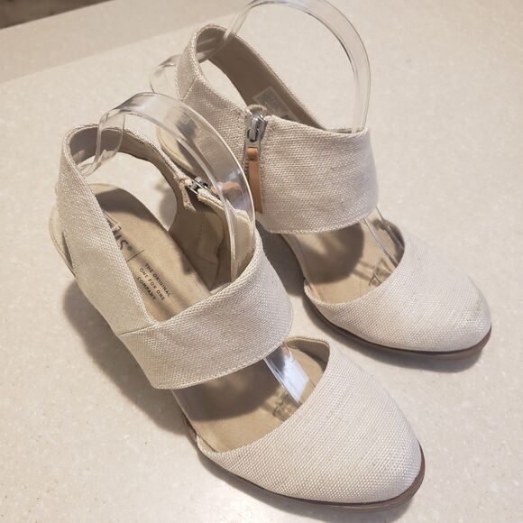 Women’s TOMS, MAJORCA Cutout Heeled Sandal (Natural) Size 10 biedge - Picture 1 of 8